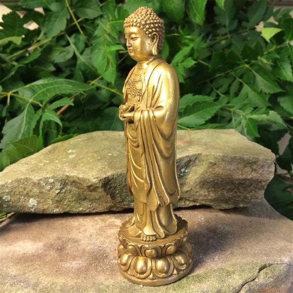 Fengshui Brass Medium Standing Buddha Ornament Positive Energy Sculpture 