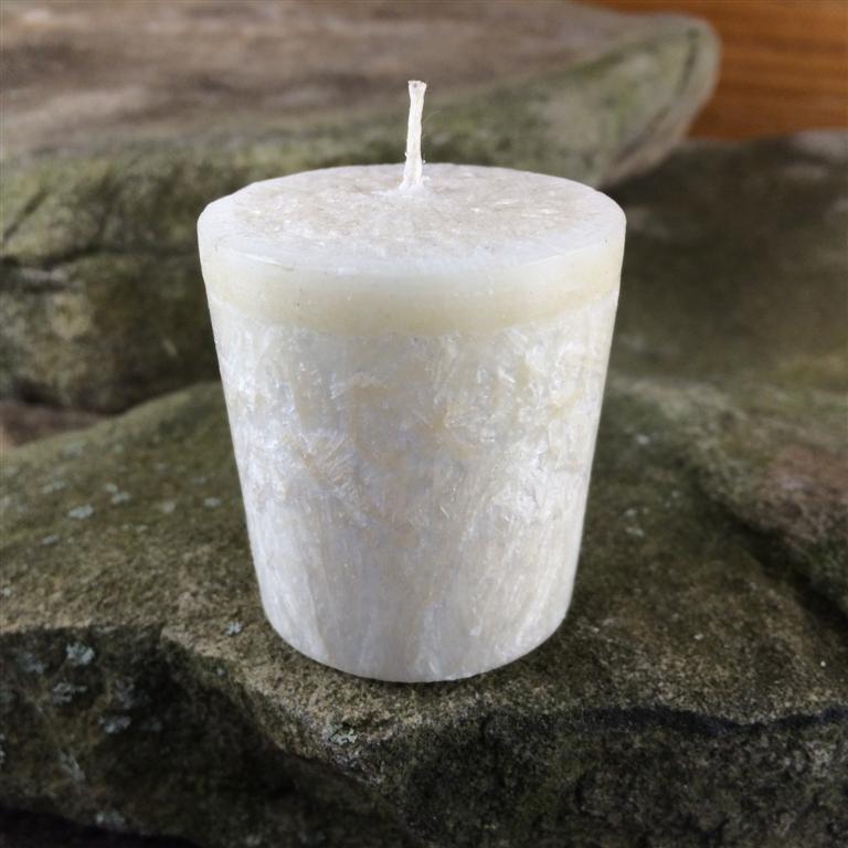 ALOHA BAY WHITE UNSCENTED PALM WAX VOTIVE CANDLE - Zen Traditions